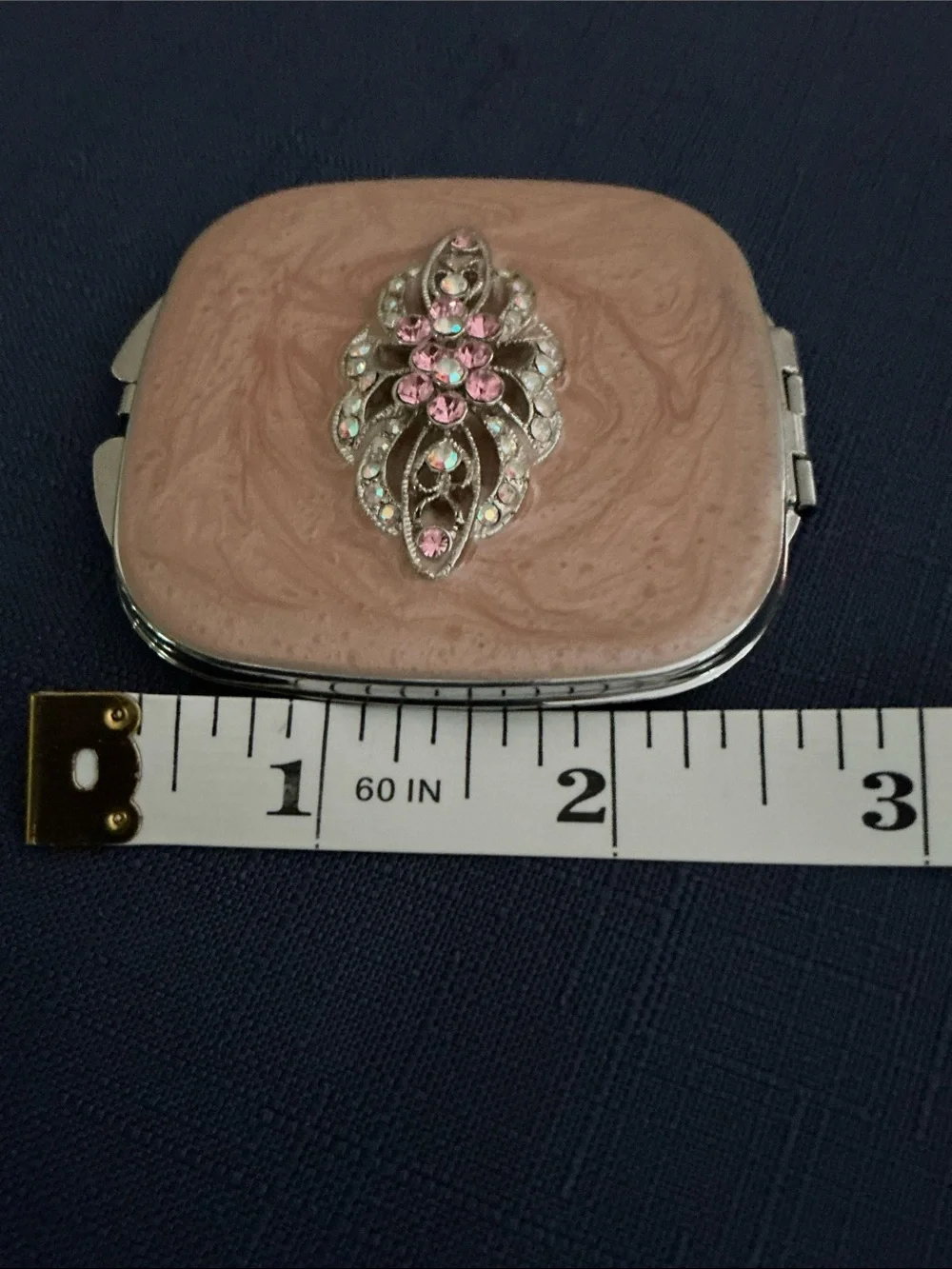 Vintage-Style Faux Jeweled Compact Mirror Case.